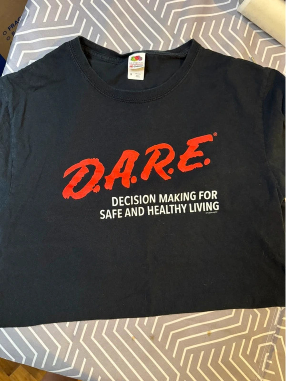 D.A.R.E. Black Graphic T-Shirt Adult Small Fruit of the Loom